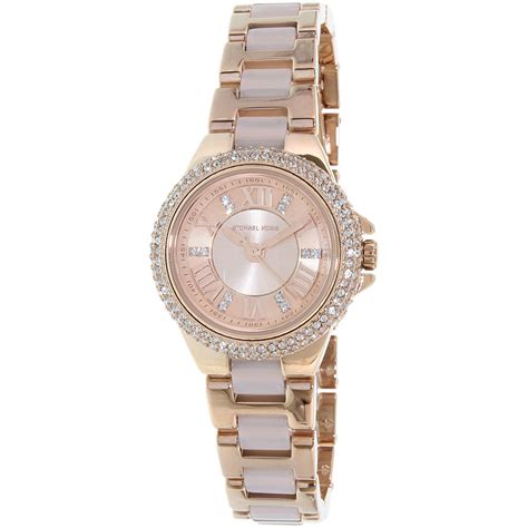 Women's Rose Gold Michael Kors Petite Camille Glitz Watch 